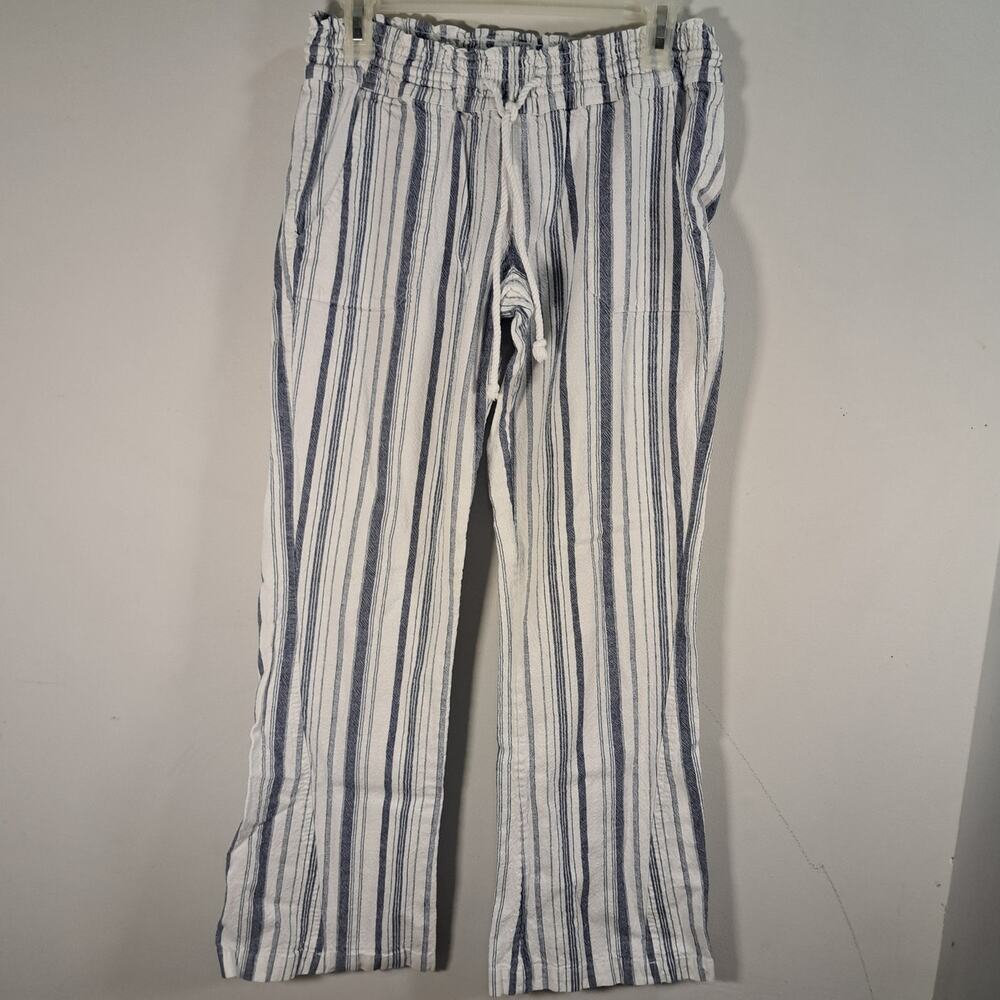Roxy Oceanside Striped Pant Linen Cotton Blend Size Large